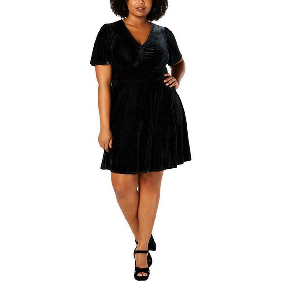 Soprano Womens Velvet Party Cocktail Skater Dress - Picture 1 of 1